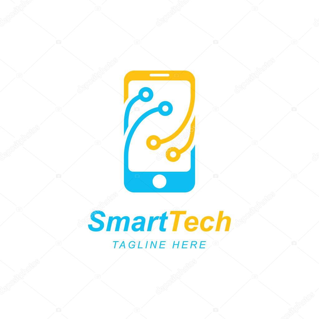 Smartphone logo design template.Phone technology symbol