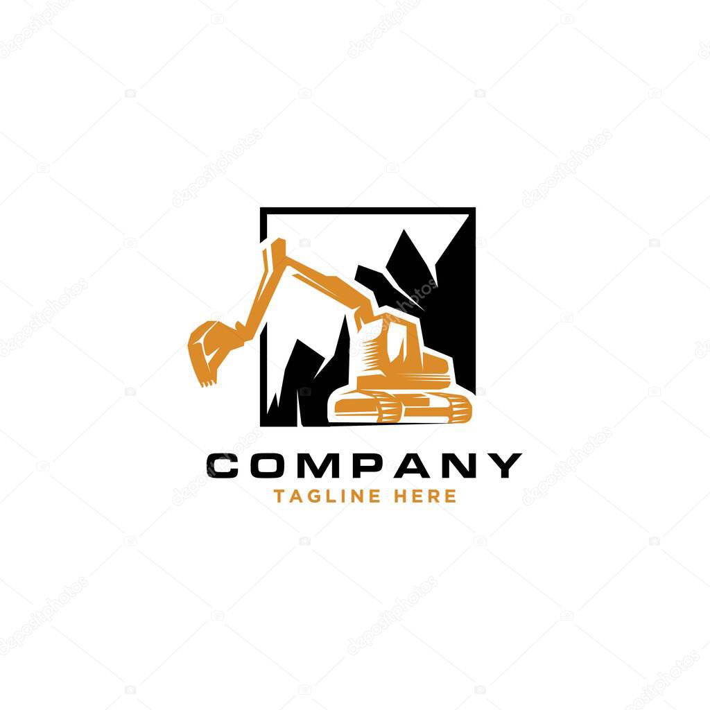 Excavator logo design vector template.backhoe symbol