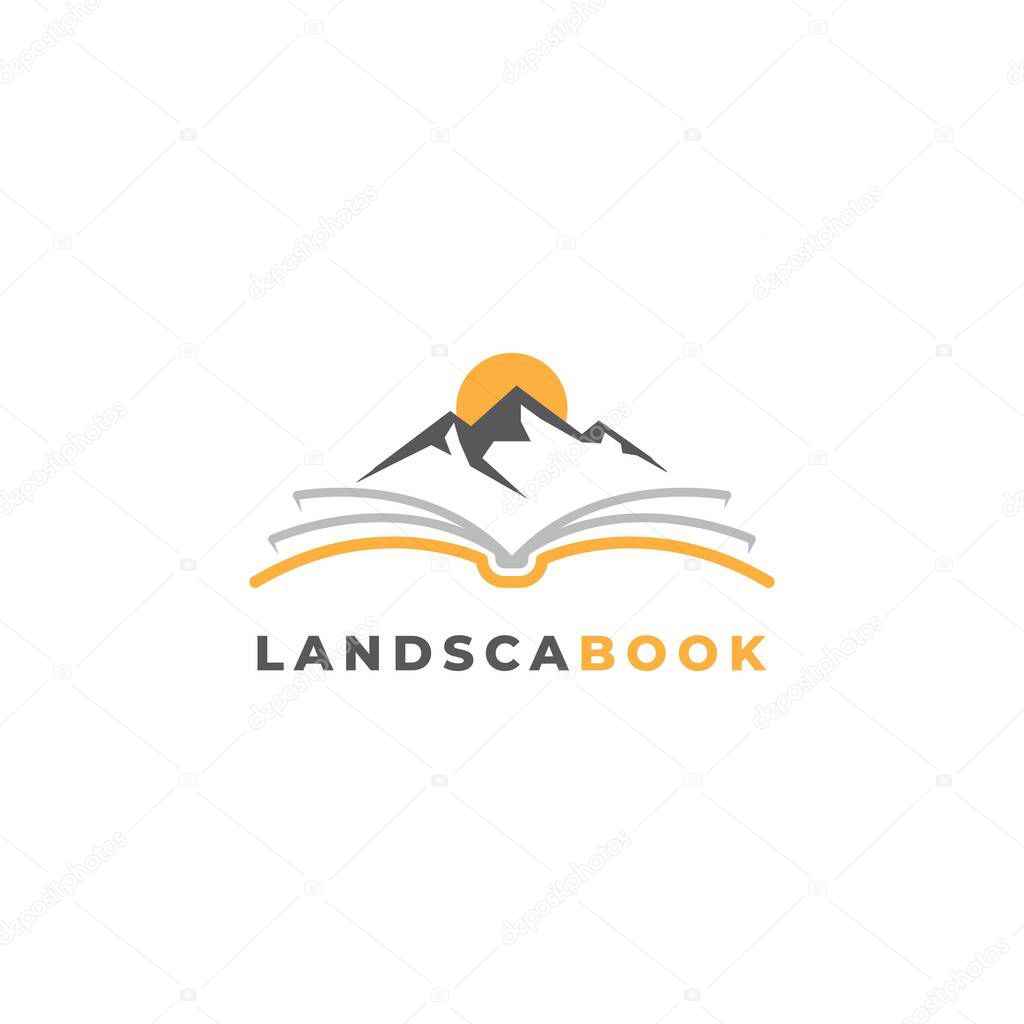 Landscape book logo design vector template