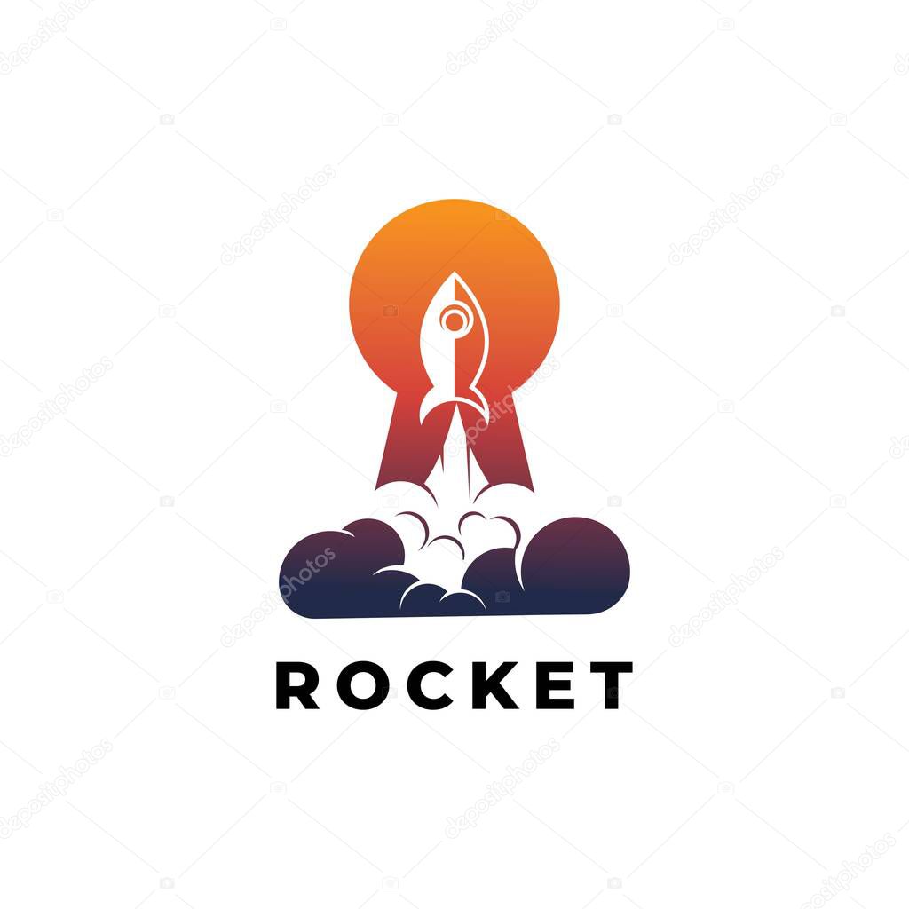 Rocket launch symbol logo design vector template