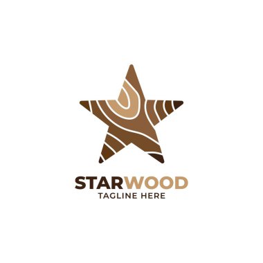 Tahta yıldız illüstrasyon logo tasarım vektör şablonu