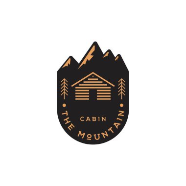 Dağ kabini amblemi logo tasarım şablonu