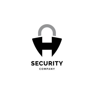 H harfi güvenlik sembolü logo tasarım vektör şablonu
