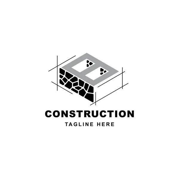 Logo Construction Avec Modèle Vectoriel Symbole Forme Illustration Initiale Icône — Image vectorielle