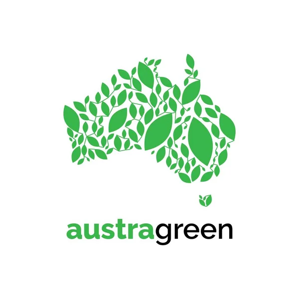 Avustralya Yaprağı Logo Tasarım Vektör Şablonu Yaprak Sembollü Yeşil Arazi — Stok Vektör