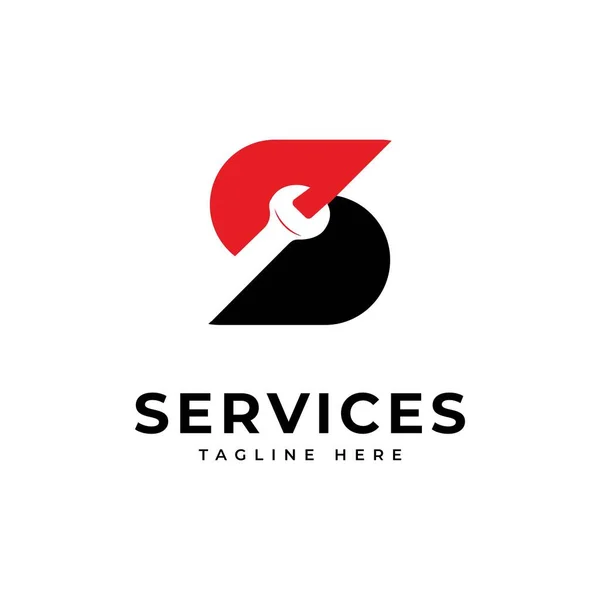 S harfi logo tasarım vektör şablonu. S harfi ile servis merkezi illüstrasyon sembolü.