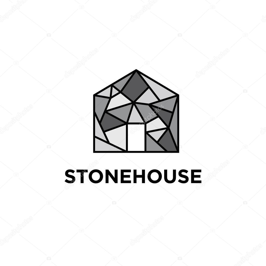 Stone house illustration logo design vector template