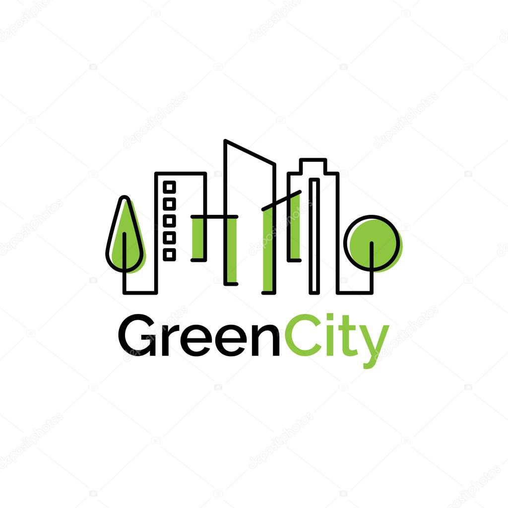 Green city logo design vector template