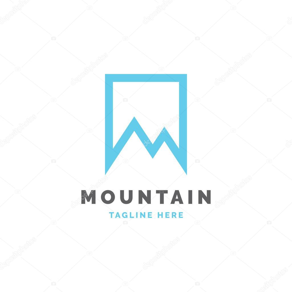 Mountain in the square logo design vector template.mountain elegant symbol