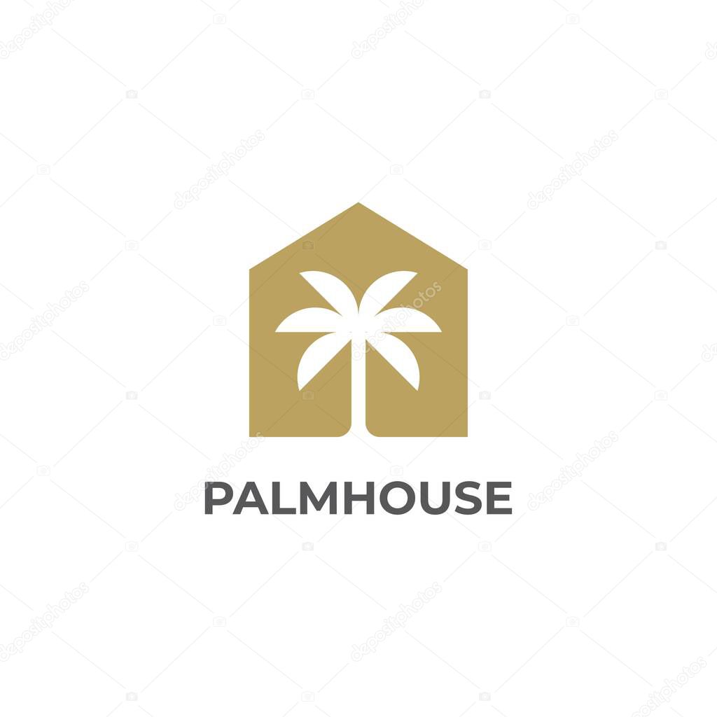 Palm house logo design illustration vector template