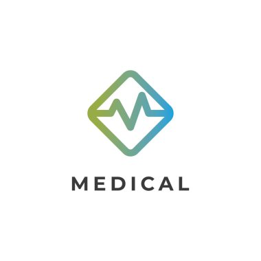 Tıbbi logo tasarım vektör şablonu. Tıbbi sembol için M harfi.