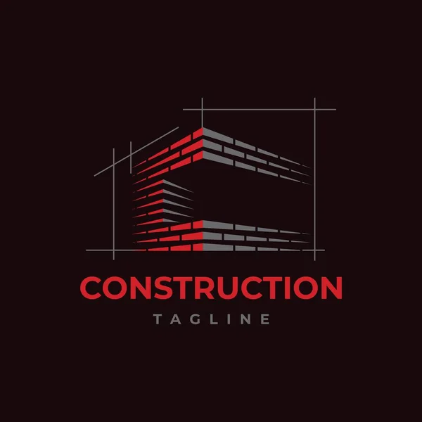 Ev yapımı sembol logo tasarım vektör şablonu. C harfi illüstrasyonuyla tuğla çalışması