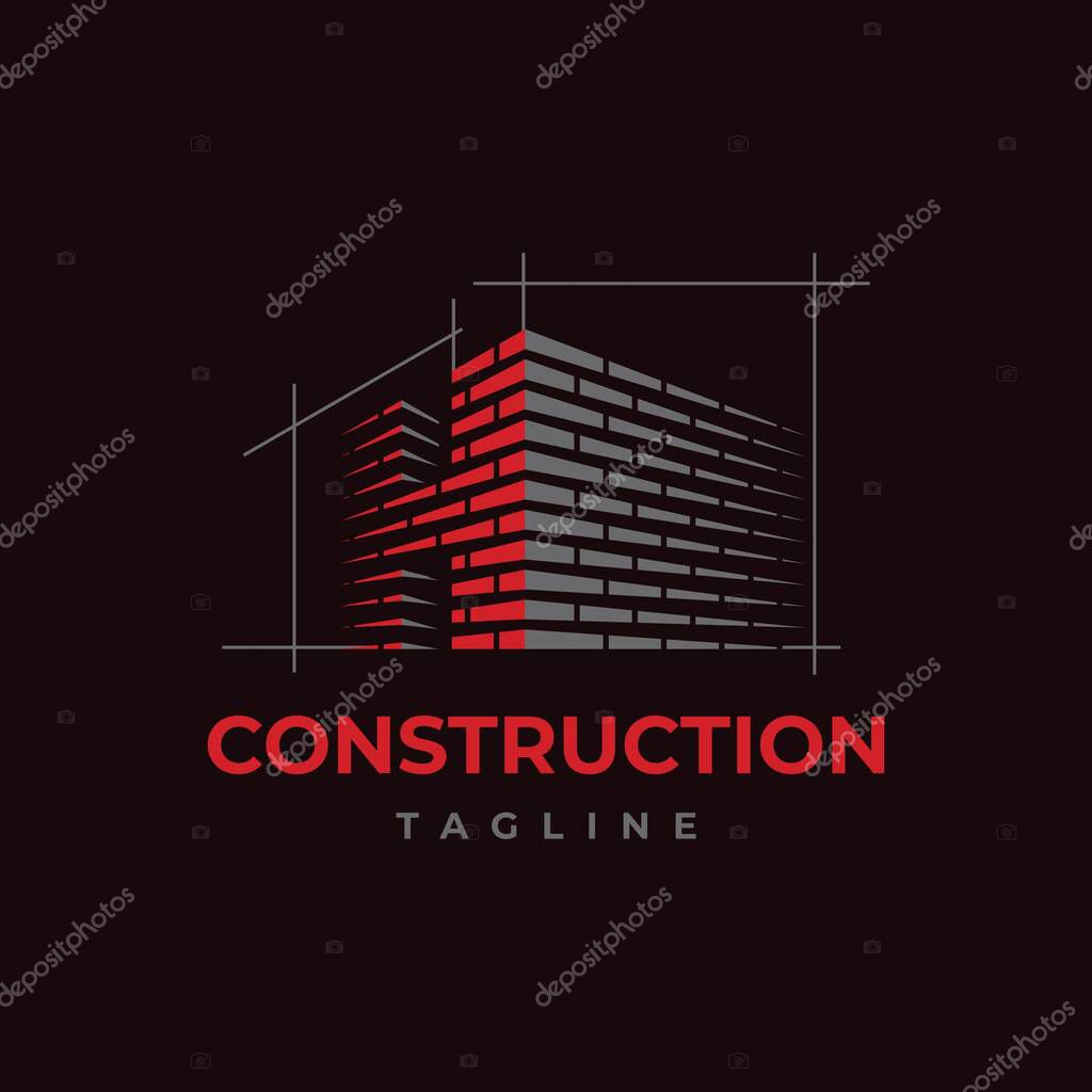 Brick work with letter H  illustration. Home build symbol logo design vector template.