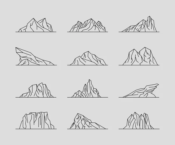 Σύνολο Του Προτύπου Διάνυσμα Εικονογράφησης Σχεδιασμού Λογότυπων Βουνών — Διανυσματικό Αρχείο