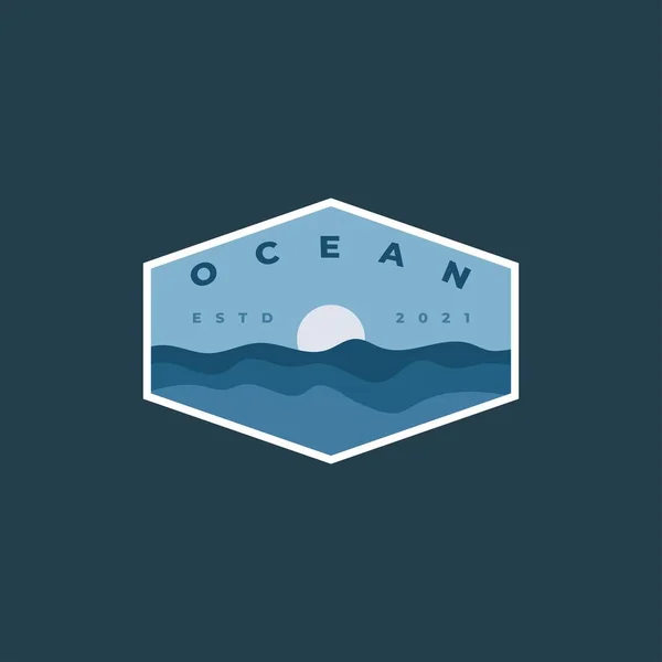 Okyanus Manzaralı Logo Tasarımı Sembol Vektör Şablonu Telifsiz Stok Illüstrasyonlar