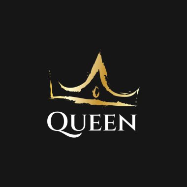 Kraliçe tacı logo tasarım sembolü vektör şablonu