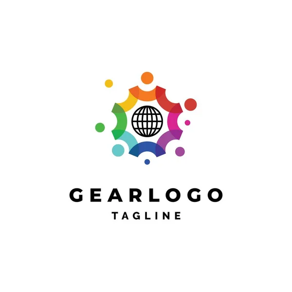 Шаблон Вектора Оформления Логотипа Gear World — стоковый вектор