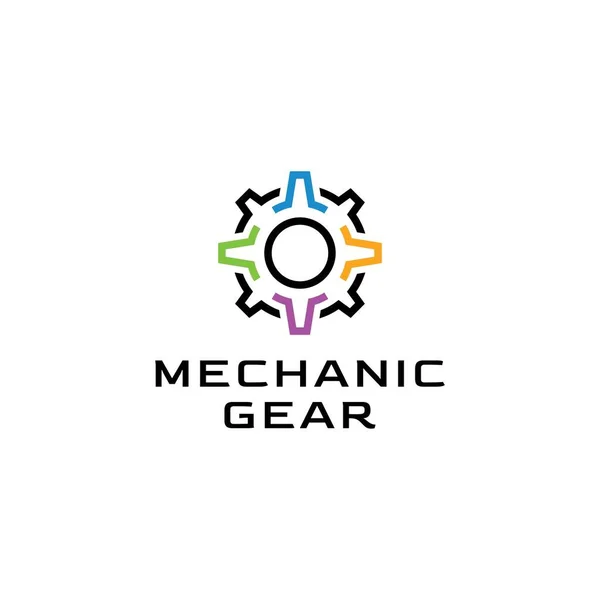 Meccanica Ingranaggi Tecnologia Industria Logo Design Ispirazione Modello Vettoriale — Vettoriale Stock