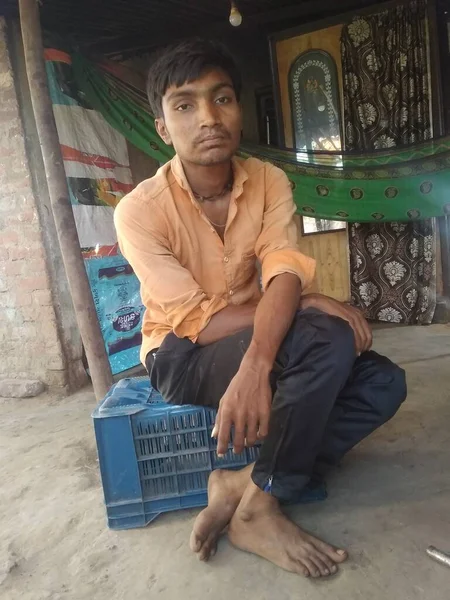 Uomo Villaggio Indiano Vadodara Gujarat India — Foto Stock
