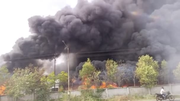 Φωτιά Εργοστασίου Από Την Vadodara Gujarat — Αρχείο Βίντεο