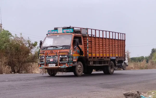 Vadodara Gujarat Maio 2021 Estrada Indiana Caminhão — Fotografia de Stock