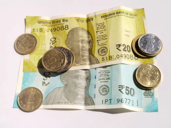 Vadodara Gujarat Mai 2021 Pièces Monnaie Indienne Fond Blanc — Photo