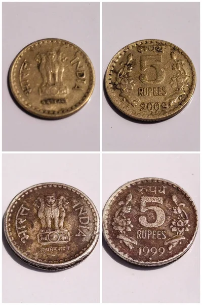 Vadodara Gujarat Mai 2021 Pièces Monnaie Indienne Fond Blanc — Photo