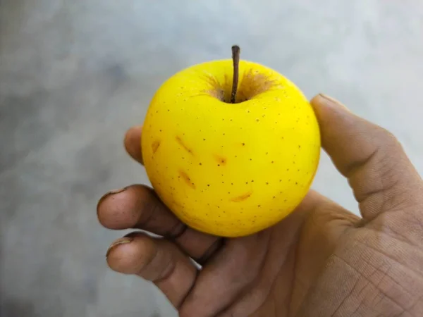 Gult Äpple Och Mat — Stockfoto