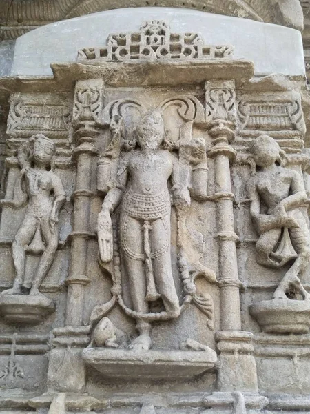 Old Hindu God Statue Khajuraho Temple — Stock Photo, Image