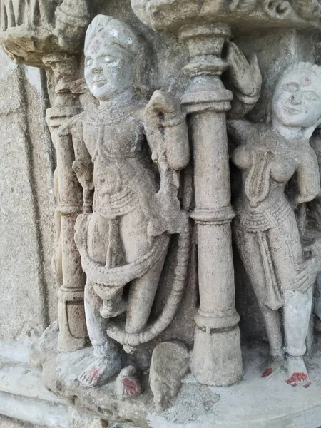 Alte Hinduistische Gottesstatue Aus Dem Khajuraho Tempel — Stockfoto