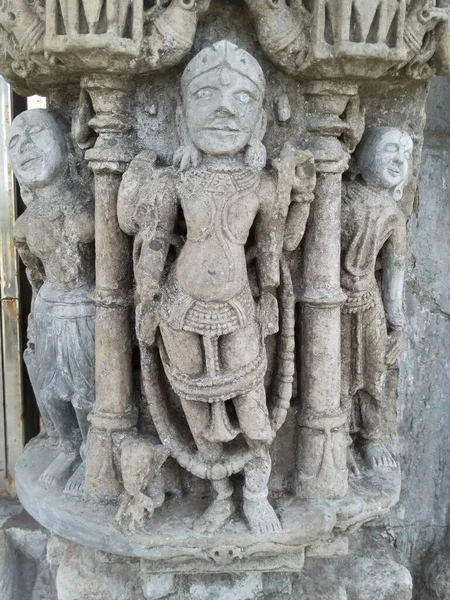 Vecchia Statua Del Dio Indù Dal Tempio Khajuraho — Foto Stock