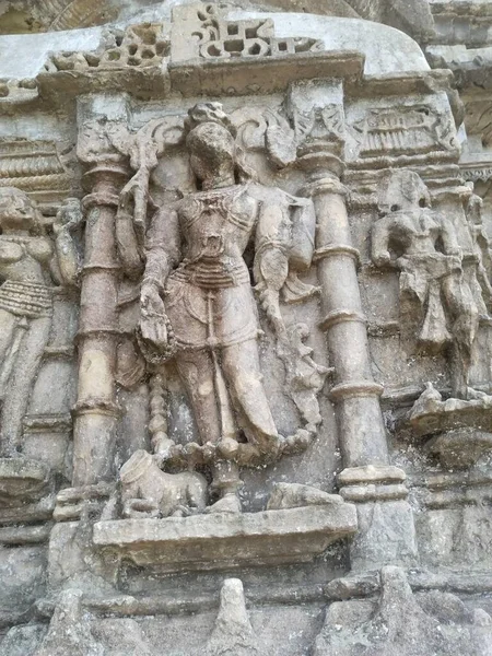 Estátua Deus Hindu Velho Templo Khajuraho — Fotografia de Stock