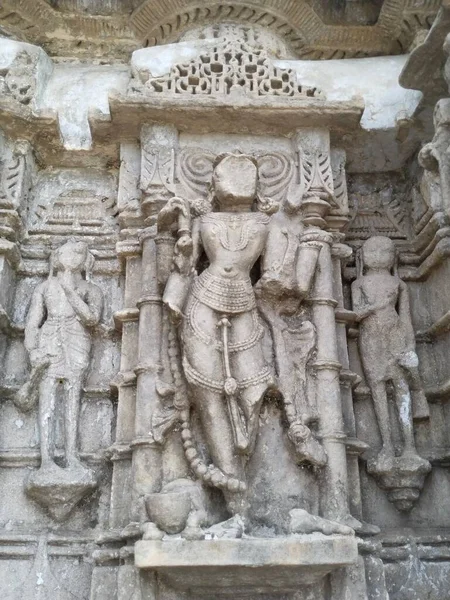 Old Hindu God Statue Khajuraho Temple — Stock Photo, Image