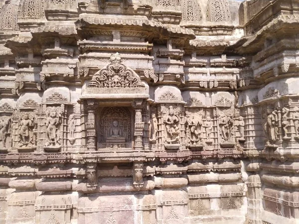 Estátua Deus Hindu Velho Templo Khajuraho — Fotografia de Stock