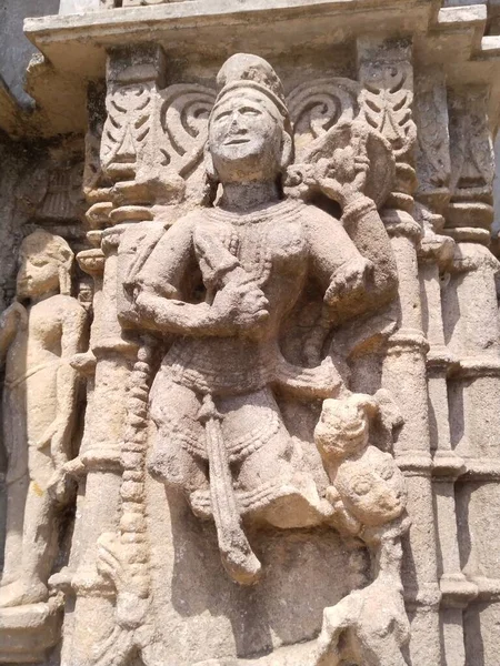 Antigua Estatua Dios Hindú Del Templo Khajuraho —  Fotos de Stock