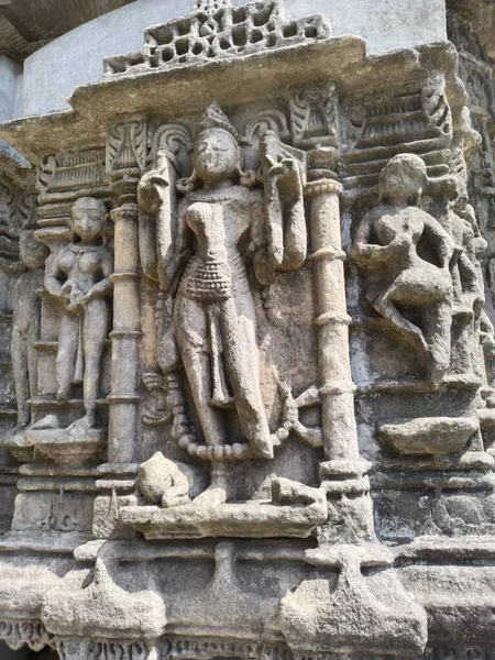 Estátua Deus Hindu Velho Templo Khajuraho — Fotografia de Stock