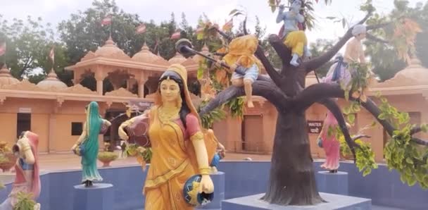 Swaminarayan Tempel Från Nilkanth Dham Poicha Gujarat Indien — Stockvideo