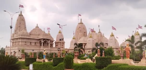 Beautiful Hindu Swaminarayan Temple Nilkanth Dham Poicha Gujarat India — Wideo stockowe