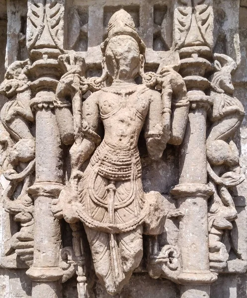 Old Hindu God Statue Khajuraho Temple India — 图库照片