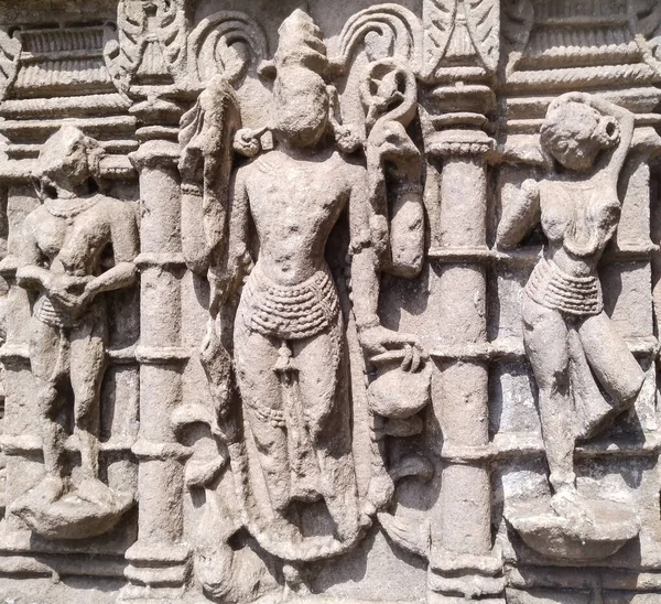 Stará Hinduistická Socha Boha Chrámu Khajuraho Indii — Stock fotografie