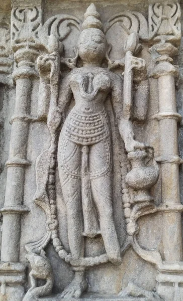 Alte Hinduistische Gottesstatue Aus Dem Khajuraho Tempel Indien — Stockfoto