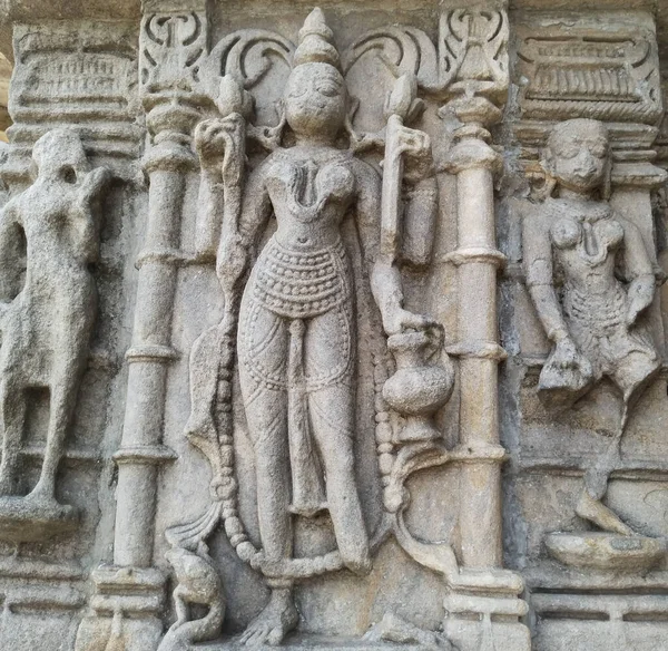 Stará Hinduistická Socha Boha Chrámu Khajuraho Indii — Stock fotografie