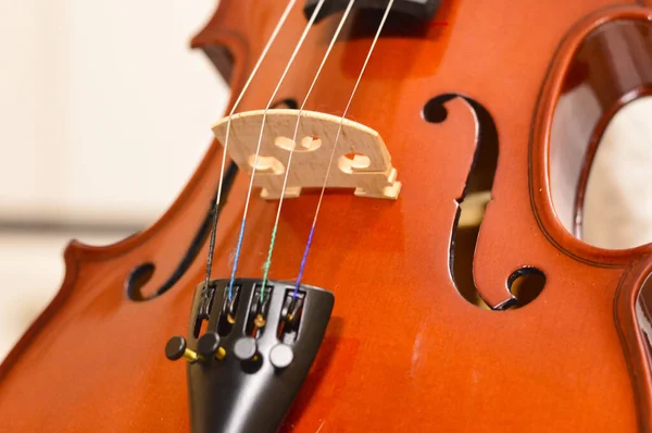 Nahaufnahme Einer Geige Auf Weißem Hintergrund Foto Verwischen — Stockfoto