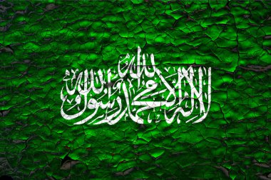 çatlamış beton duvarın üzerine hama bayrağı boyanmış.