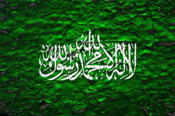 Прапор Хамас Пофарбований Над Тріснутою Бетонною Стіною — стокове фото