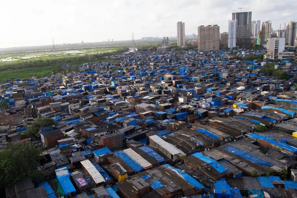 Vacker Solnedgång Utsikt Över Mumbai Slumområden Aria — Stockfoto