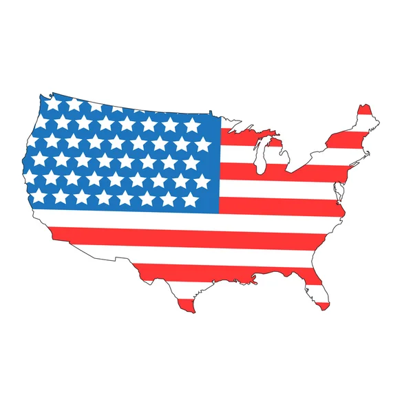 USA. vlag-kaart — Stockvector