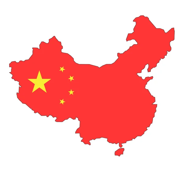 Chiny, flaga mapa — Wektor stockowy