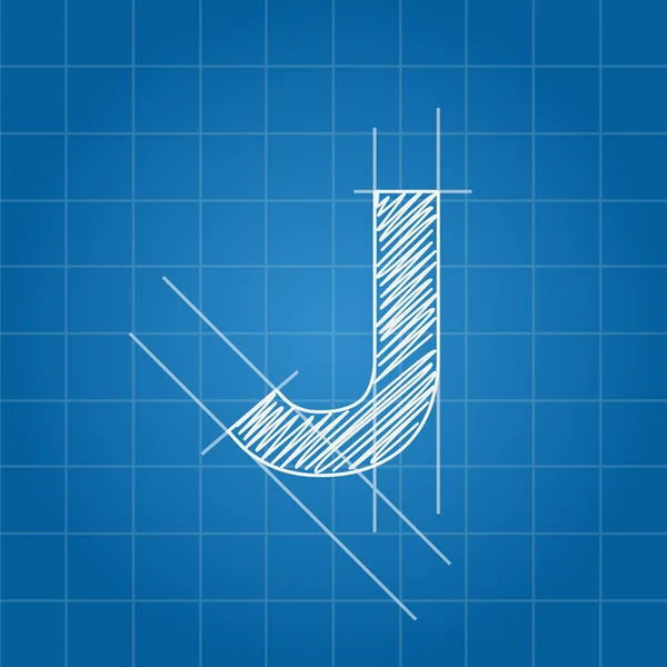 J letter architectural plan — Stock Vector