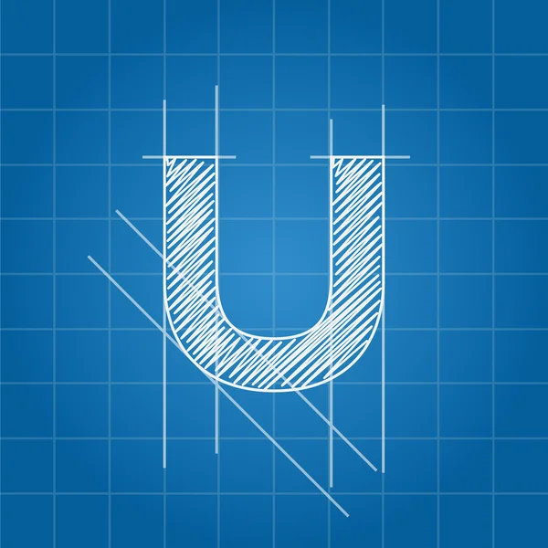 U letter architectural plan — Stock Vector